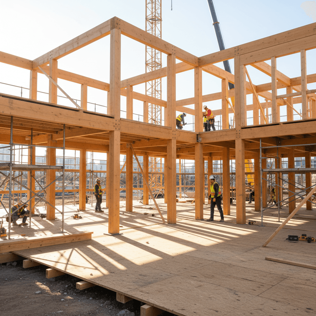 Framing work on a construction project