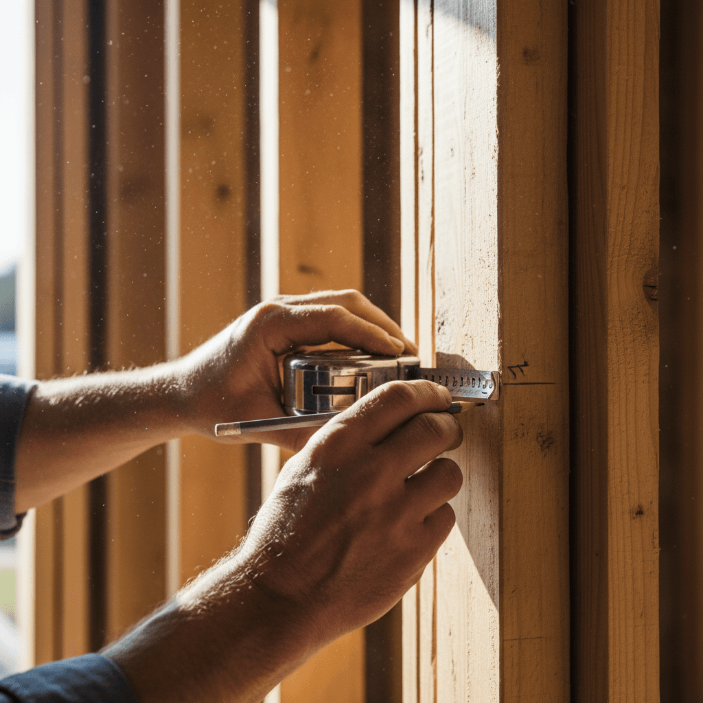 Construction professional working on residential framing project