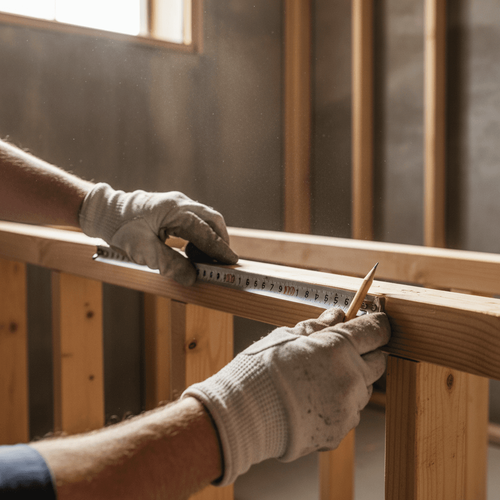 Construction framing work in progress